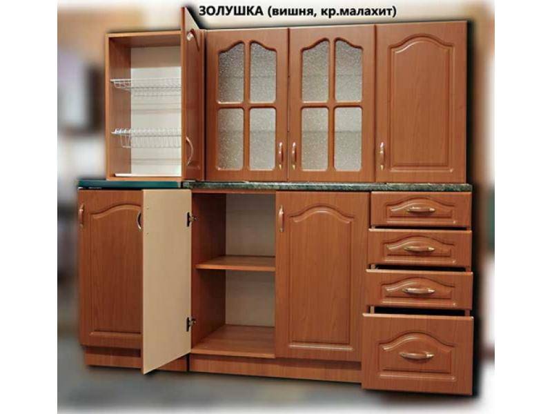 кухня прямая золушка мдф (вишня) в Мурманске