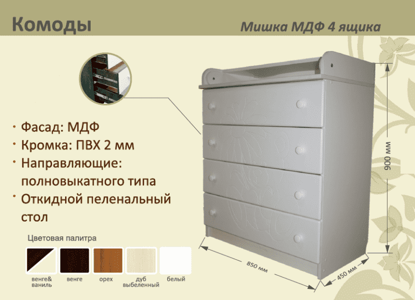детский комод мишка мдф 4 ящика в Мурманске
