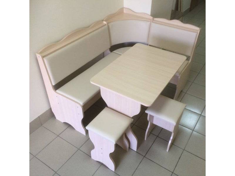 кухонный уголок миссия, дуб выбеленный, к/з молочный в Мурманске
