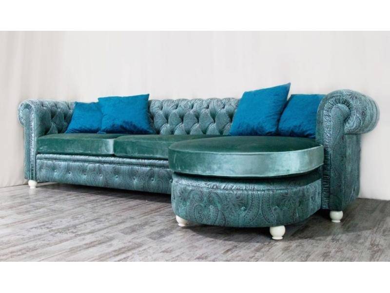 диван chesterfield с оттоманкой в Мурманске