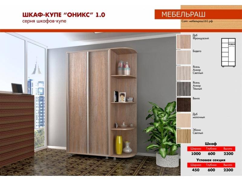 шкаф-купе раздвижной оникс 1.0 в Мурманске