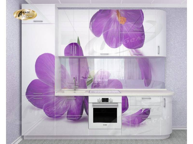 кухня прямая «крокус white gloss» в Мурманске