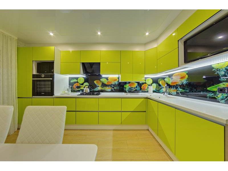 глянцевая кухня в современном стиле lemon drop в Мурманске