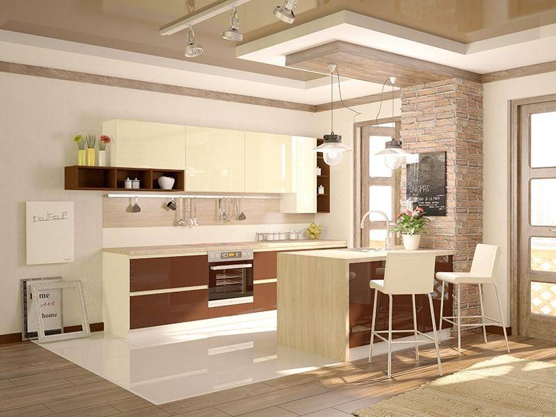 светлая кухня с островом латте small в Мурманске