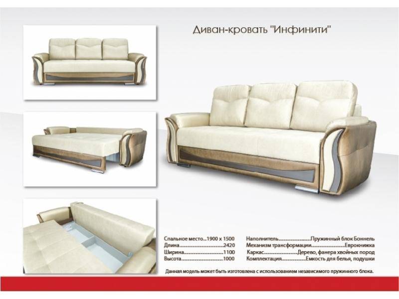 мягкий прямой диван инфинити в Мурманске