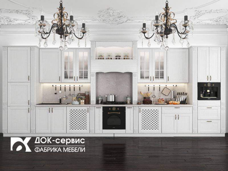 большая кухня из массива в Мурманске