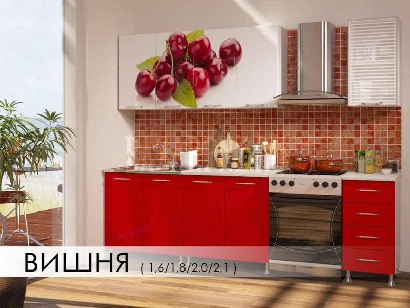 кухня с фотопечатью вишня в Мурманске