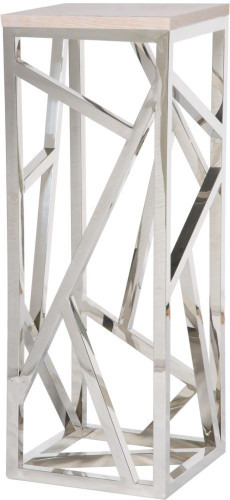 консоль geometric высокая 40x40x110 хром, белая столешница в Мурманске