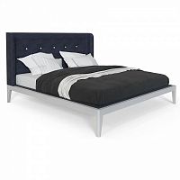 кровать двуспальная с мягким изголовьем 180x200 темно-синяя fly soft new в Мурманске