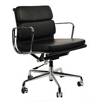 кресло eames style с регулируемой высотой черная кожа в Мурманске