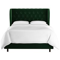 кровать двуспальная 180х200 зеленая с каретной стяжкой reed wingback emerald velvet в Мурманске