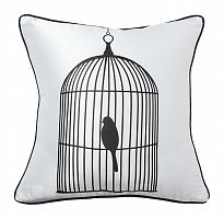 подушка с птичкой в клетке birdie in a cage white в Мурманске