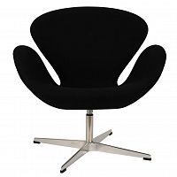 кресло arne jacobsen style swan chair черная шерсть в Мурманске