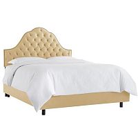 кровать двуспальная 160х200 желтая с каретной стяжкой alina tufted wheat в Мурманске