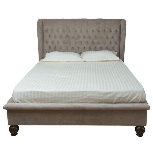 кровать двуспальная 160х200 из велюра бежевая bliss в Мурманске