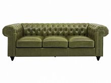 диван chester classic трехместный прямой оливковый, черные ножки в Мурманске