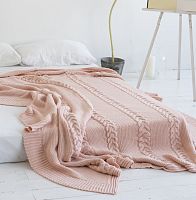 комплект плед с косами (180*220) и 2 наволочки (50*50) св. персик в Мурманске