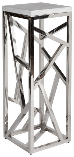 консоль geometric высокая 40x40x110 металл, белая столешница в Мурманске