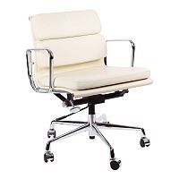 кресло eames style с регулируемой высотой кремовая кожа в Мурманске