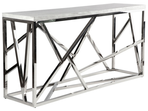консоль geometric 180x50x90 хром, белая столешница в Мурманске