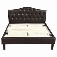 кровать двуспальная 160х200 темно-коричневая с каретной стяжкой kody в Мурманске