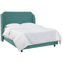 кровать двуспальная с мягкой спинкой 160х200 зеленая aurora wingback teal в Мурманске