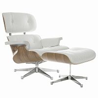 кресло eames style lounge chair & ottoman белое в Мурманске