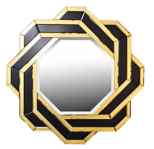 зеркало круглое декоративное в черно-золотой раме kolos в Мурманске