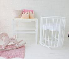 круглая кроватка-трансформер 7 в 1 белая (72х72 см) в Мурманске