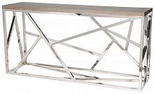 консоль geometric 180x50x90 хром, коричневая столешница в Мурманске