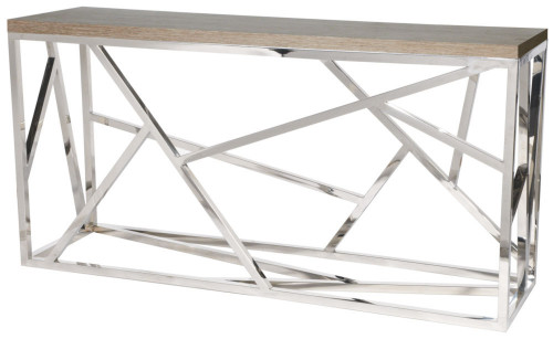консоль geometric 180x50x90 хром, коричневая столешница в Мурманске
