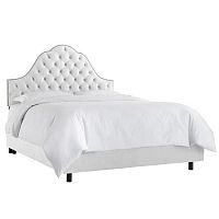 кровать двуспальная 160х200 белая с каретной стяжкой alina tufted white в Мурманске