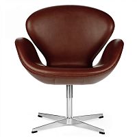 кресло swan chair кожа коричневое в Мурманске
