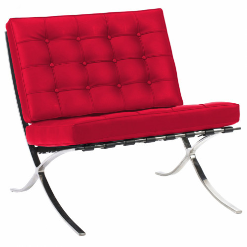 кресло barcelona chair кожа красное в Мурманске