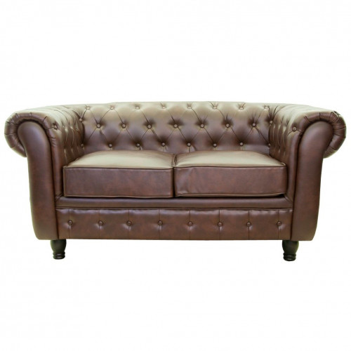 диван chesterfield двухместный прямой коричневый в Мурманске