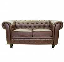 диван chesterfield трехместный прямой коричневый в Мурманске