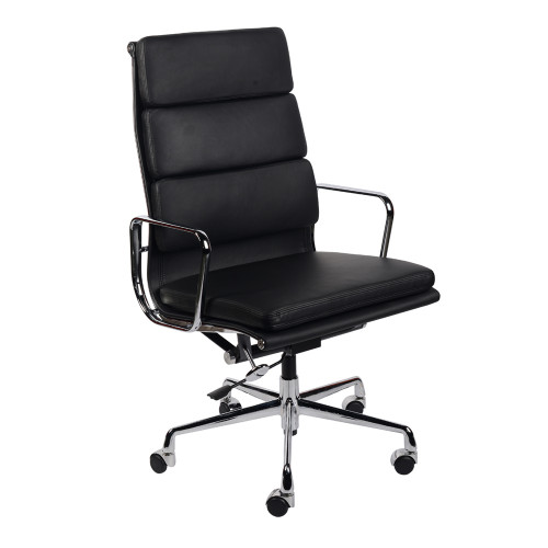 кресло eames style на колесиках черная кожа в Мурманске