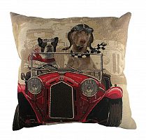 подушка с забавными собаками на красном автомобиле doggie drivers red в Мурманске