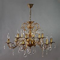 подвесная люстра ambiente alicante 8888/6+6 ab leaf crystal бронза в Мурманске