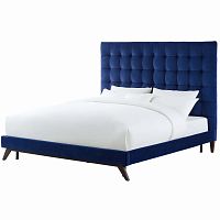кровать двуспальная 160х200 синяя из велюра eden в Мурманске