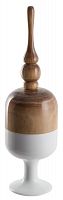 ваза деревянная фигурная с крышкой finial 26 см бело-бежевая в Мурманске