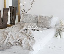 комплект плед с косами (180*220) и 2 наволочки (50*50) лён в Мурманске