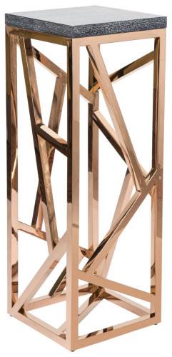 консоль geometric высокая 40x40x110 золото, серая столешница в Мурманске