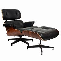 кресло eames style lounge chairчерное с коричневым в Мурманске