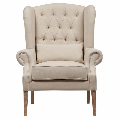 кресло wing back armchair белый лен в Мурманске