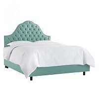 кровать двуспальная 160х200 голубая с каретной стяжкой alina tufted seafoam в Мурманске