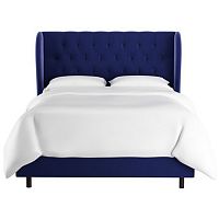 кровать двуспальная 180х200 синяя с каретной стяжкой reed wingback blue velvet в Мурманске