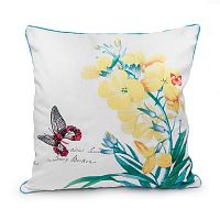 декоративная подушка белая с желтым цветком botanical style в Мурманске