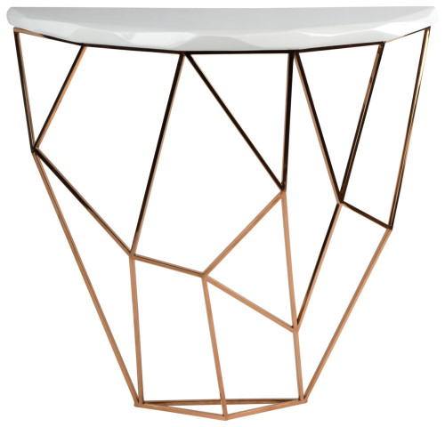 консоль geometric 100x38x90 золото, белая столешница в Мурманске