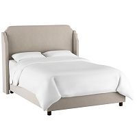 кровать двуспальная с мягкой спинкой 180х200 серая aurora wingback light gray в Мурманске